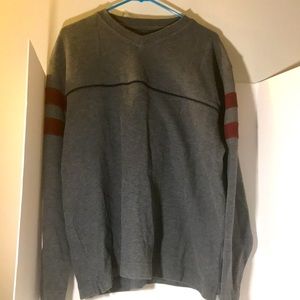 Route 66 sweater size L long sleeves gray burgundy rugby style 100% cotton